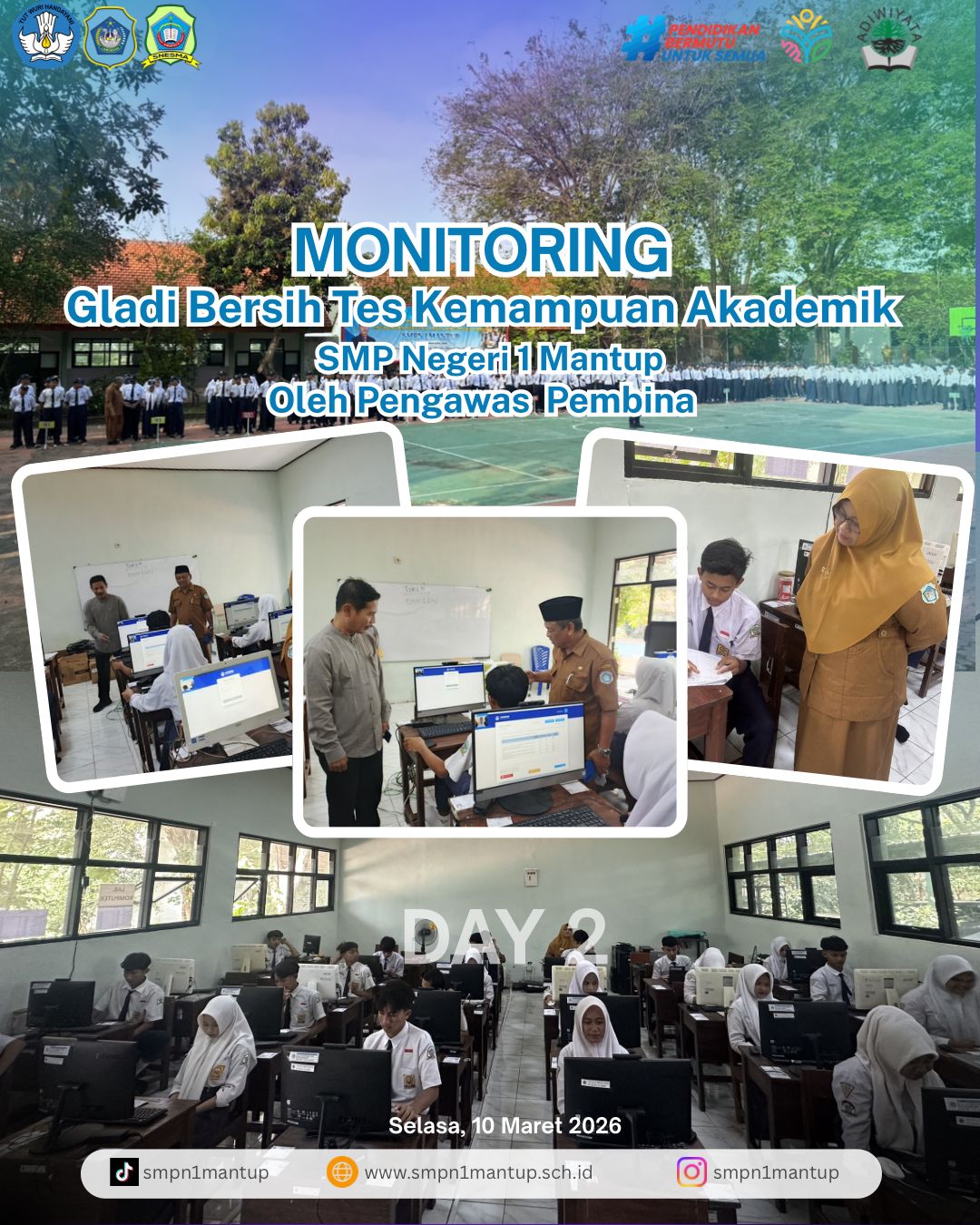Monitoring Gladi Bersih Tes Kemampuan Akademik (TKA) di SMP Negeri 1 Mantup Berjalan Lancar